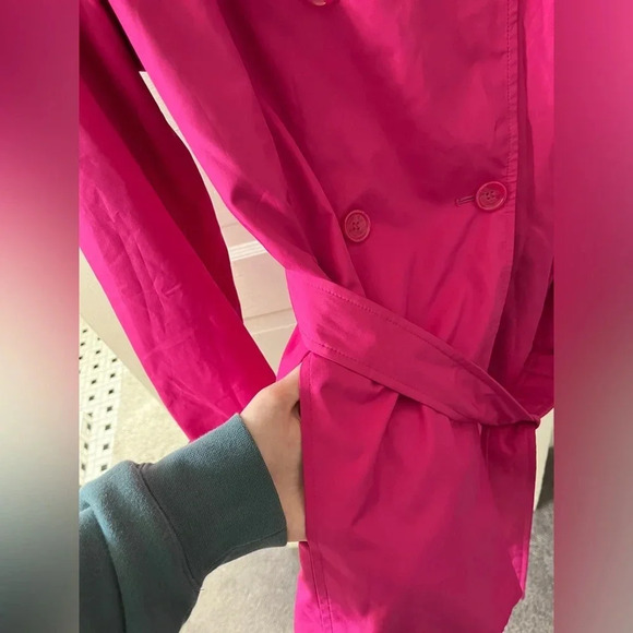 Calvin Klein hot pink utility trench coat with belt size 14 - Picture 8 of 13